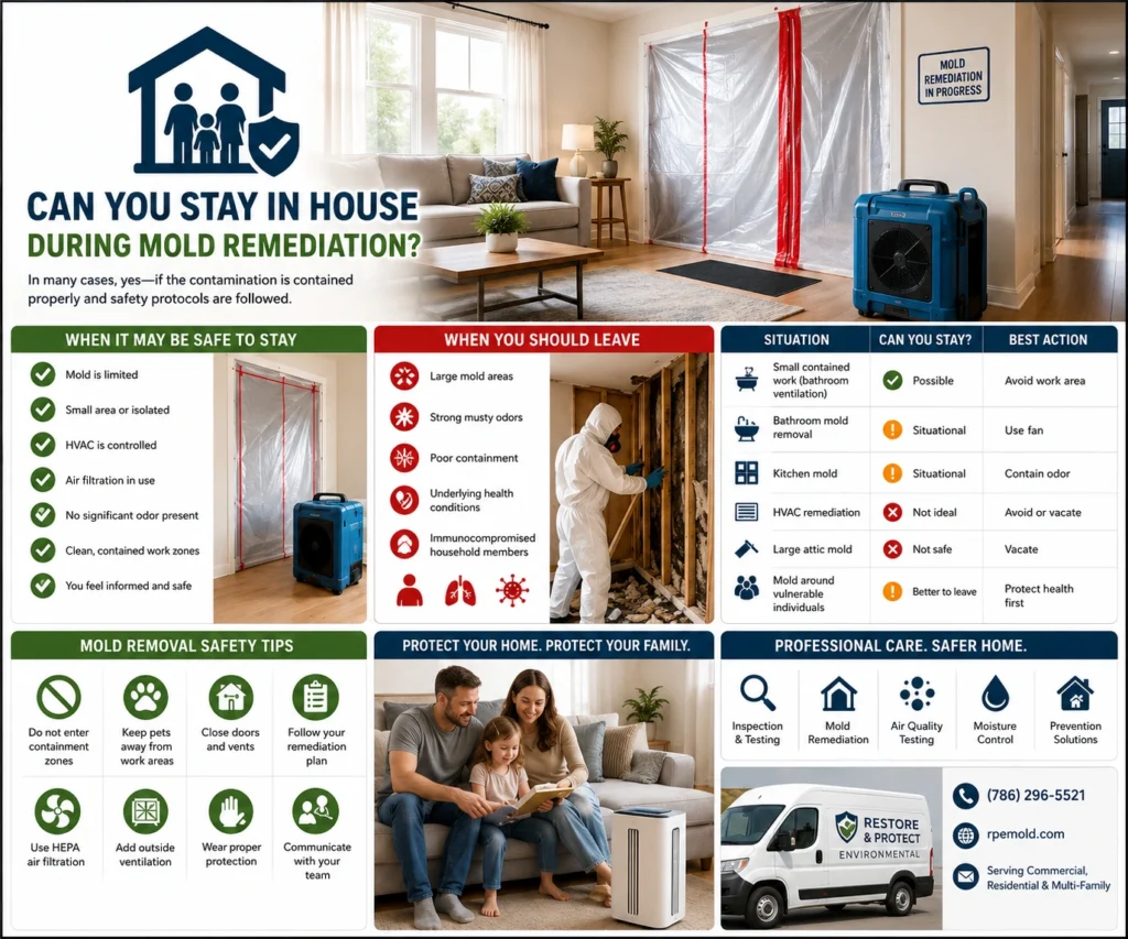 can you stay in house during mold remediation
