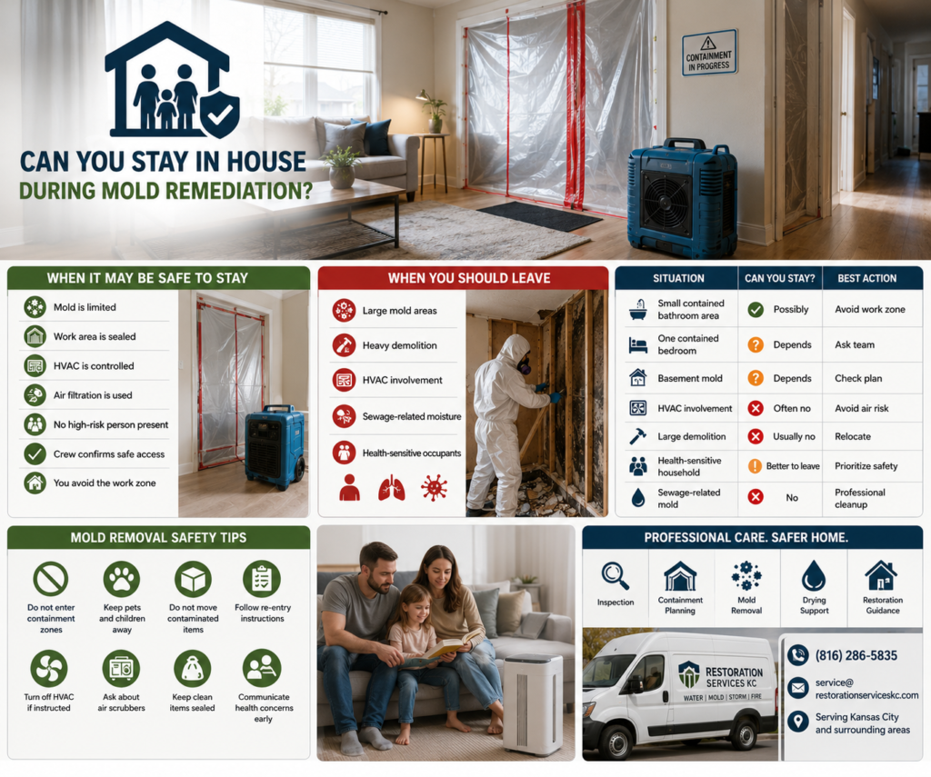 can you stay in house during mold remediation